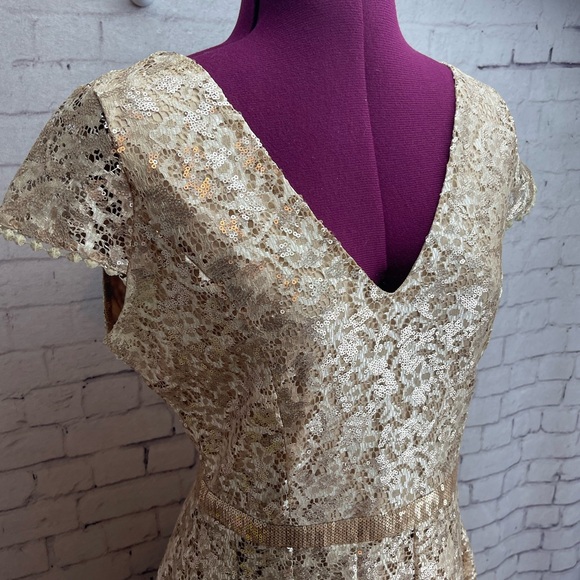C Luce light gold lace sequin dress size medium - Picture 2 of 6